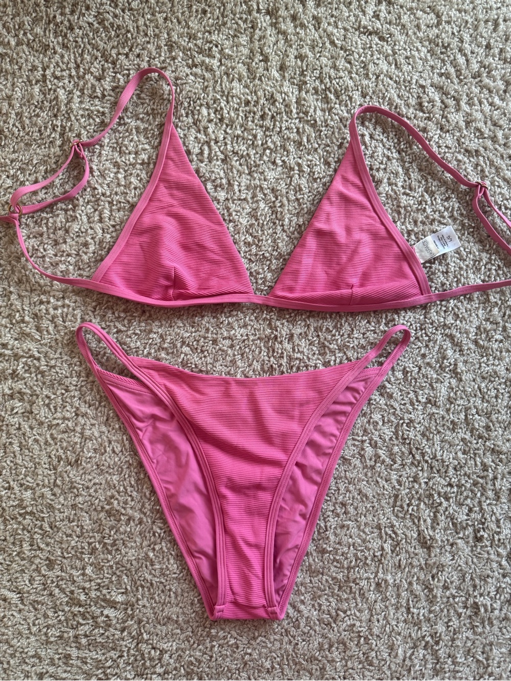 l*space Jay Pink Ribbed Bikini bottoms